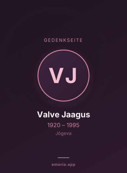 Gedenkportrait von Valve Jaagus
