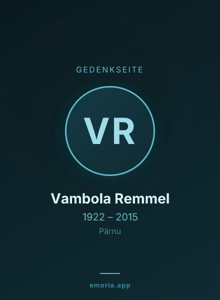 Gedenkportrait von Vambola Remmel