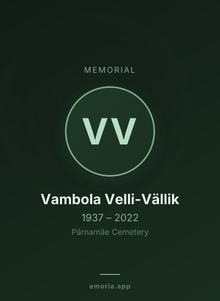 Memorial portrait of Vambola Velli-Vällik