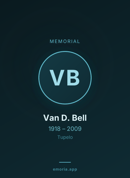 Memorial portrait of Van D. Bell