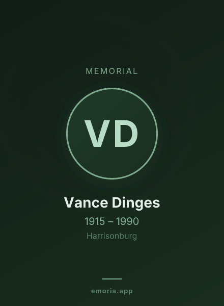 Memorial portrait of Vance Dinges