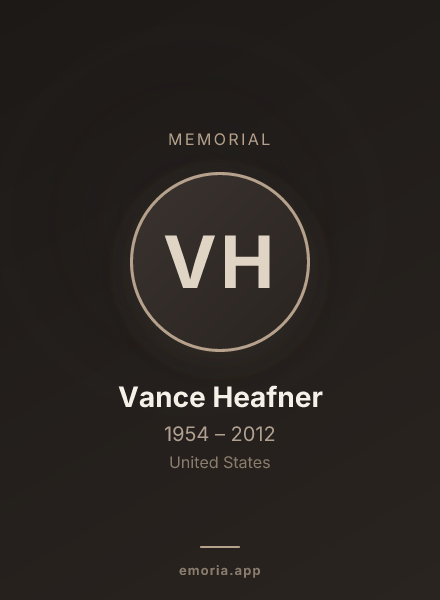 Memorial portrait of Vance Heafner