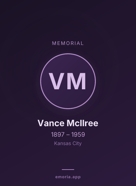 Memorial portrait of Vance McIlree