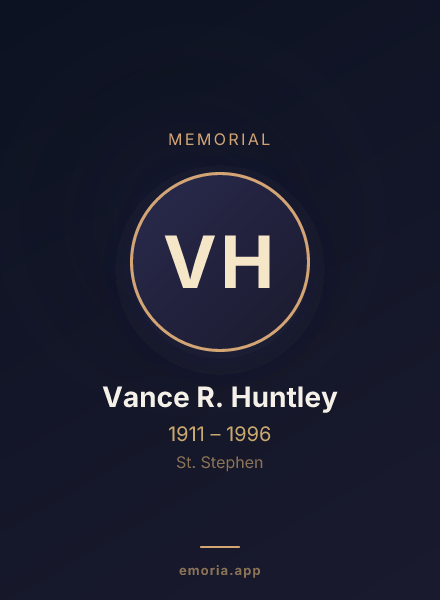 Memorial portrait of Vance R. Huntley