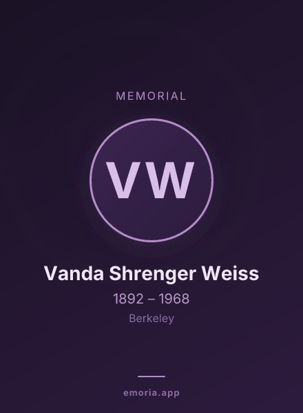 Memorial portrait of Vanda Shrenger Weiss