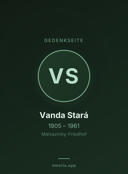 Gedenkportrait von Vanda Stará