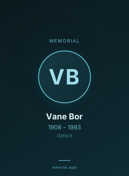Memorial portrait of Vane Bor