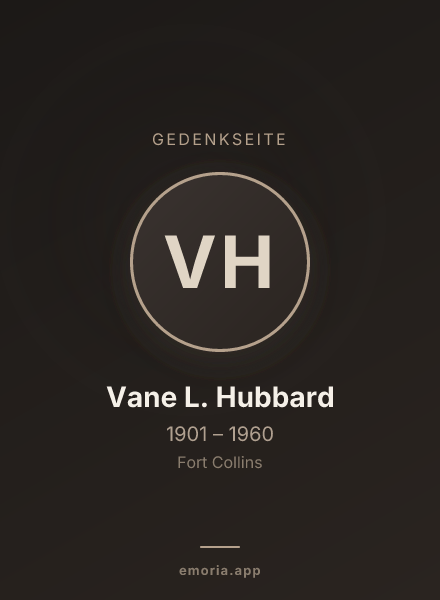Gedenkportrait von Vane L. Hubbard