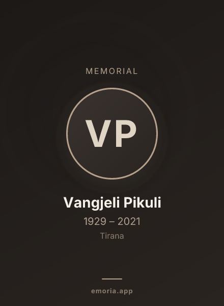 Memorial portrait of Vangjeli Pikuli