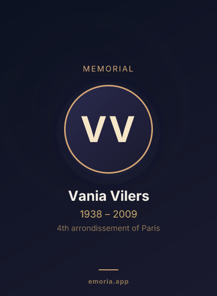 Memorial portrait of Vania Vilers
