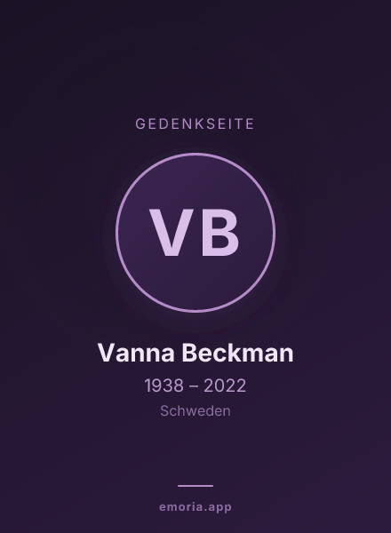 Gedenkportrait von Vanna Beckman