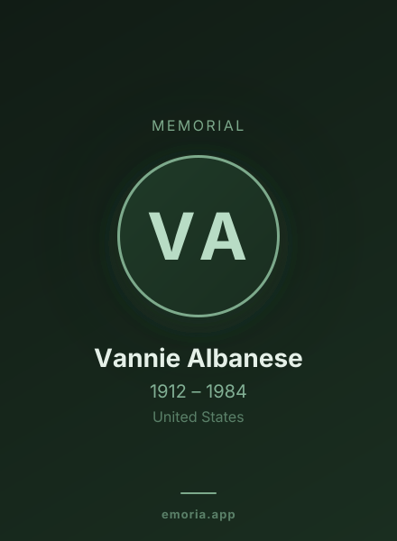 Memorial portrait of Vannie Albanese
