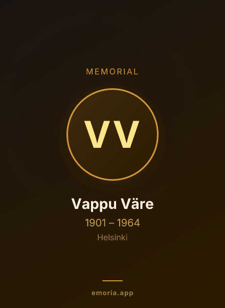 Memorial portrait of Vappu Väre