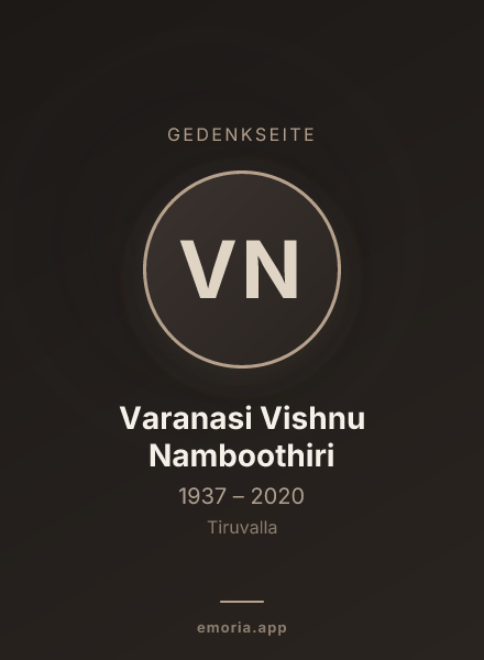 Gedenkportrait von Varanasi Vishnu Namboothiri