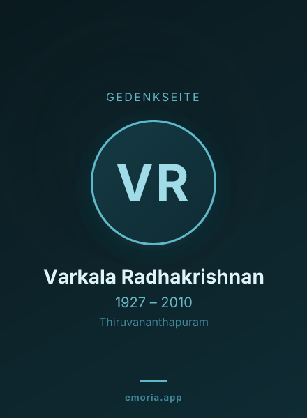 Gedenkportrait von Varkala Radhakrishnan