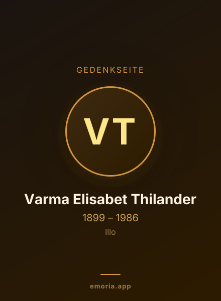 Gedenkportrait von Varma Elisabet Thilander