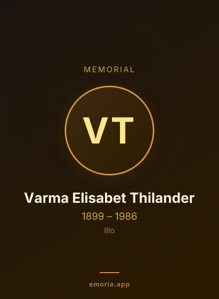 Memorial portrait of Varma Elisabet Thilander