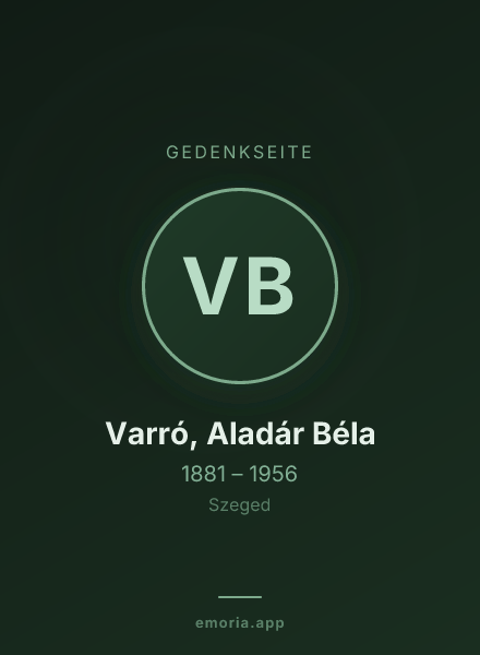 Gedenkportrait von Varró, Aladár Béla