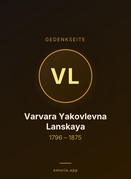 Gedenkportrait von Varvara Yakovlevna Lanskaya