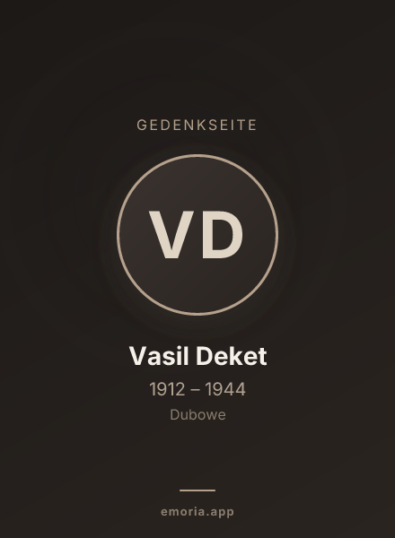 Gedenkportrait von Vasil Deket