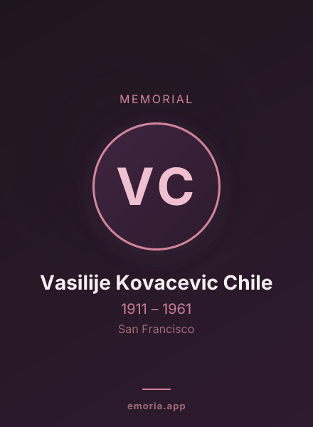 Memorial portrait of Vasilije Kovacevic Chile