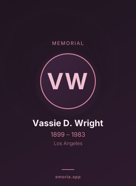 Memorial portrait of Vassie D. Wright