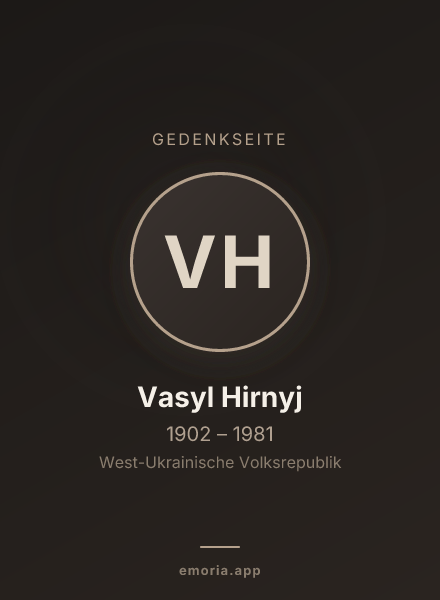 Gedenkportrait von Vasyl Hirnyj
