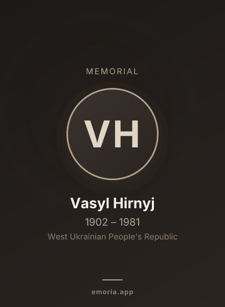 Memorial portrait of Vasyl Hirnyj