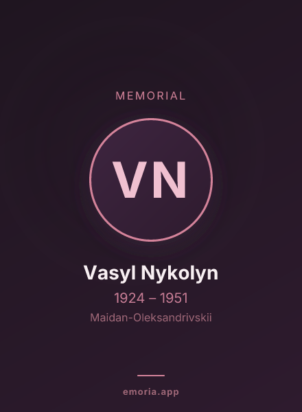 Memorial portrait of Vasyl Nykolyn
