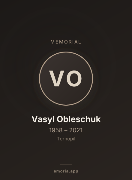 Memorial portrait of Vasyl Obleschuk