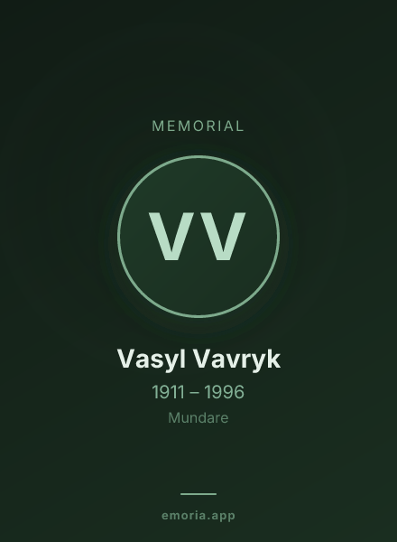 Memorial portrait of Vasyl Vavryk