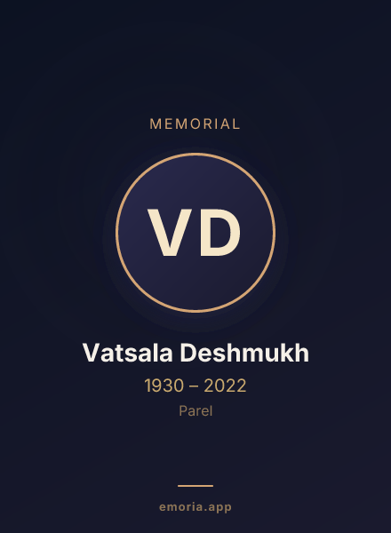 Memorial portrait of Vatsala Deshmukh