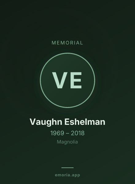 Memorial portrait of Vaughn Eshelman