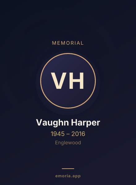 Memorial portrait of Vaughn Harper