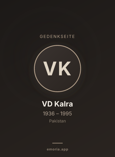 Gedenkportrait von VD Kalra