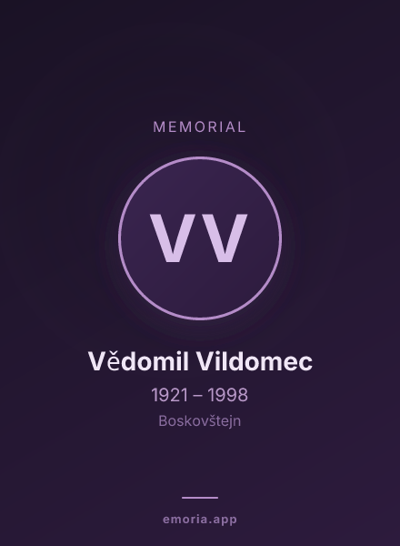 Memorial portrait of Vědomil Vildomec