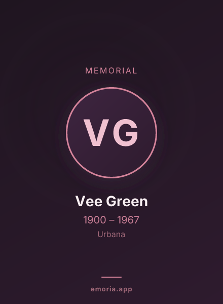 Memorial portrait of Vee Green