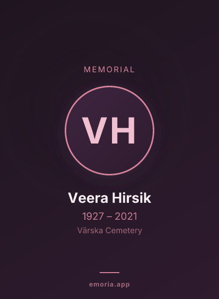 Memorial portrait of Veera Hirsik