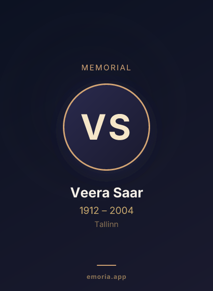 Memorial portrait of Veera Saar