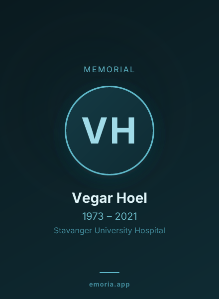 Memorial portrait of Vegar Hoel