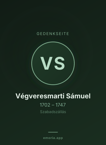 Gedenkportrait von Végveresmarti Sámuel
