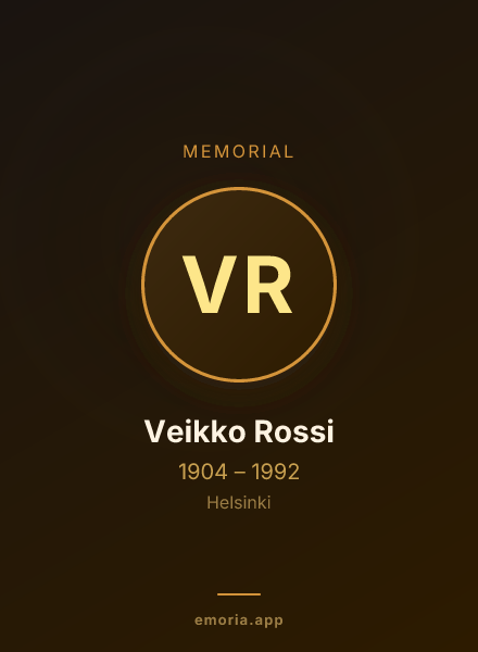 Memorial portrait of Veikko Rossi