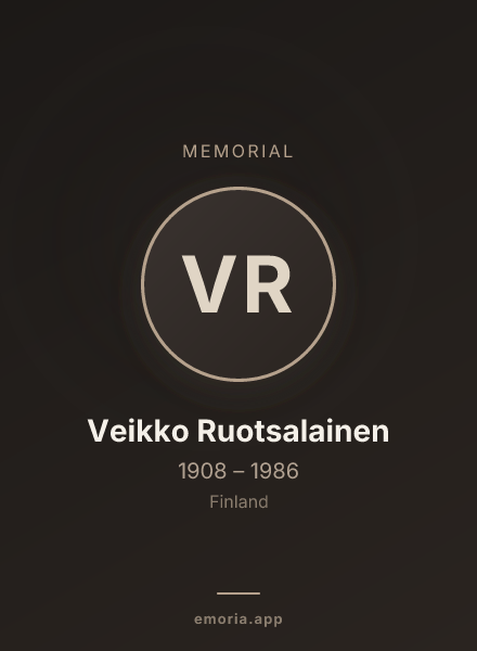 Memorial portrait of Veikko Ruotsalainen
