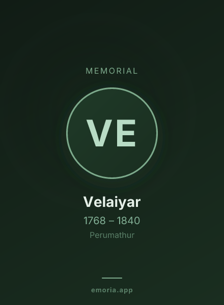 Memorial portrait of Velaiyar