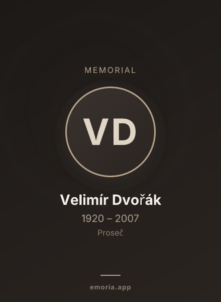 Memorial portrait of Velimír Dvořák