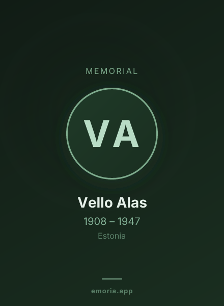 Memorial portrait of Vello Alas