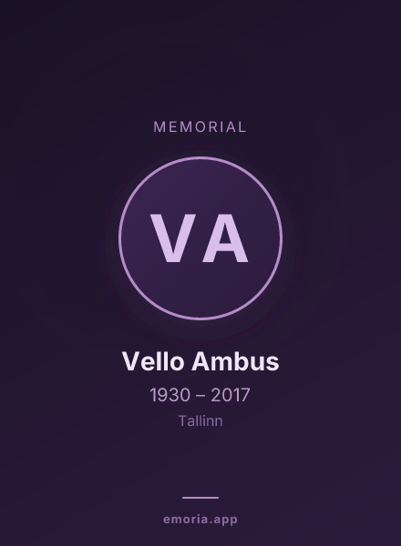 Memorial portrait of Vello Ambus