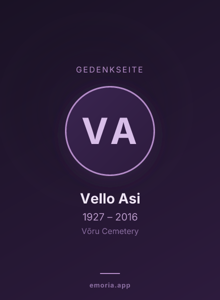 Gedenkportrait von Vello Asi