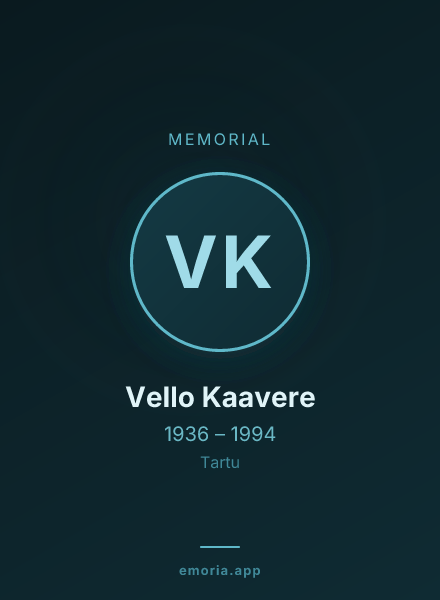 Memorial portrait of Vello Kaavere