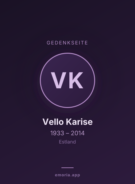 Gedenkportrait von Vello Karise